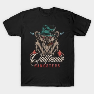 California Bear Gangster Cigar Design T-Shirt